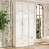 Famapy White Modern Armoire With Hanging Rod and 4 Drawers Sleek Wardrobe - 3 of 4