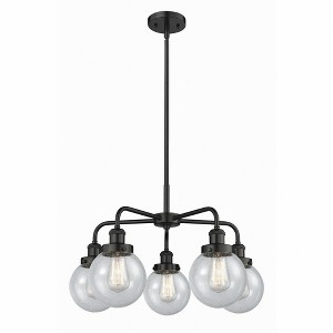 Beacon - 5 Light Stem Hung Chandelier In Art Deco Style-15.13 Inches Tall and 24 Inches Wide - 1 of 1