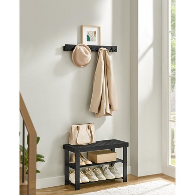 SONGMICS Shoe Rack Bench, Hall Tree with Bench, Coat Rack Shoe Bench Set, 3-Tier Bamboo Shoe Rack, for Entryway, Hallway, Bedroom