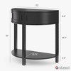Stead Farmhouse Half Moon Console Table - Small Entry Table with Storage for Narrow Spaces - Modern Home Decor, Blackened Oak - 2 of 4