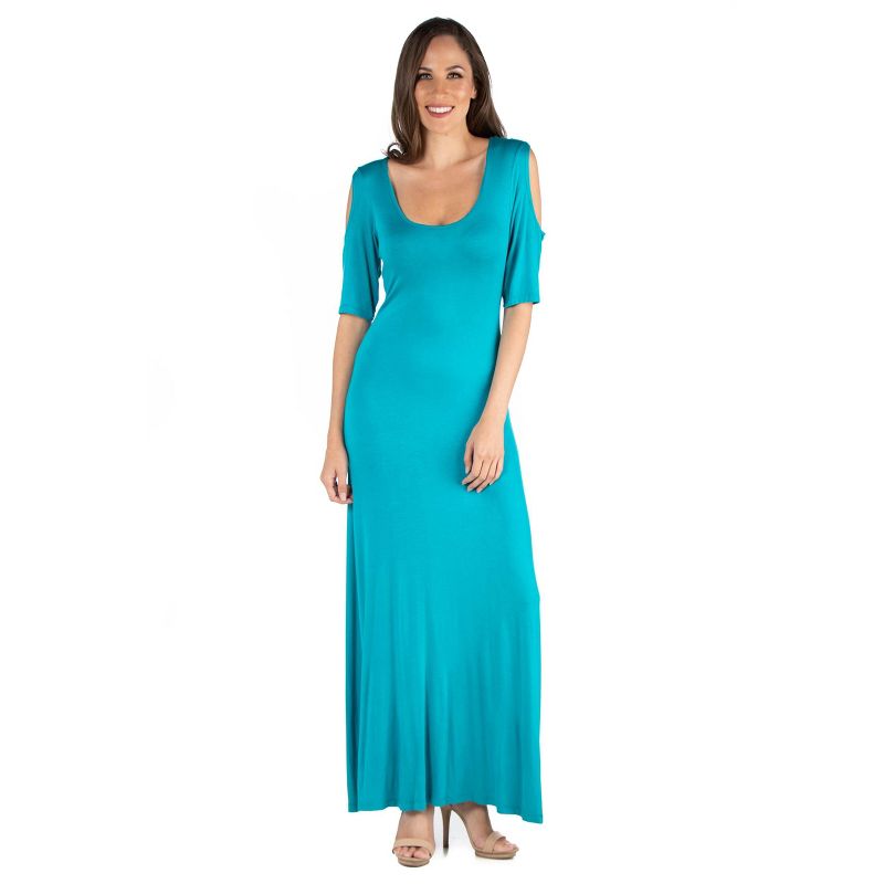 24seven Comfort Apparel Womens Half Sleeve Maxi Dress, 1 of 5