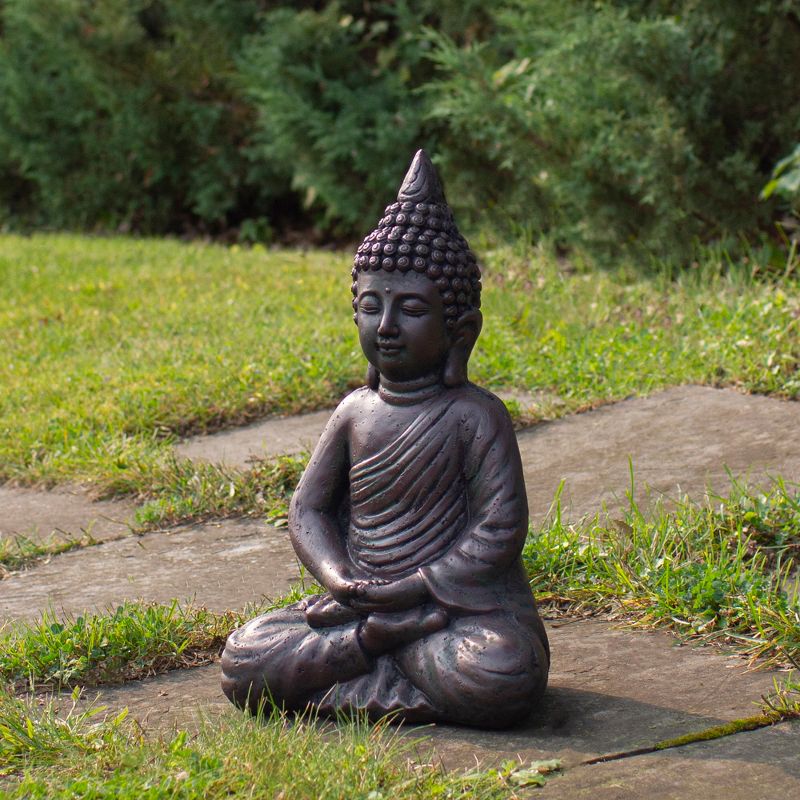 Northlight 17.5" Dark Brown Meditating Buddha Outdoor Garden Statue, 2 of 6