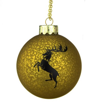 Kurt S. Adler 3.5" Game of Thrones Family Crest Decal Glass Ball Christmas Ornament - Gold and Black