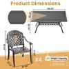 5-Piece Cast Aluminum Outdoor Dining Set with Red Cushions, Rectangle Table & Stackable Chairs - for Patio, Backyard - 4 of 4