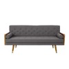 Adelaide Mid-Century Modern Tufted Sofa with Rolled Accent Pillows, Gold-Tipped Rubberwood Legs & Diamond Stitching - 3 of 4