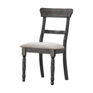 Set of 2 Wallace Side Chair Light Brown/Gray - Acme Furniture: Upholstered Linen, Turned Legs, Crosspiece Backrest - 1 of 4