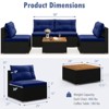 Costway 5 Piece Outdoor Furniture Set with Seat & Back Cushions Acacia Wood Tabletop Blue/Black - 3 of 4