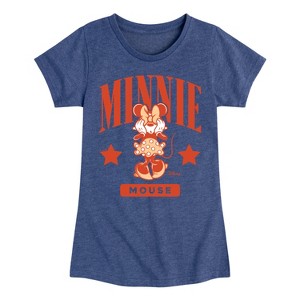 Girls' - Disney - Minnie Mouse Collegiate Fitted Short Sleeve Graphic T-Shirt - 1 of 4