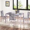 Hooseng Modern Luxurious Style 5/7 Piece Dining Room Table Set, Tempered Glass Top Dining Table Set for 4/6, Metal Frame And Upholstered Dining Chairs - 2 of 4