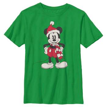 Boy's Mickey & Friends Christmas Santa Hat Mickey T-Shirt