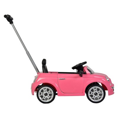 Pink Fiat 500 Toddler Push Car Stroller with Lights