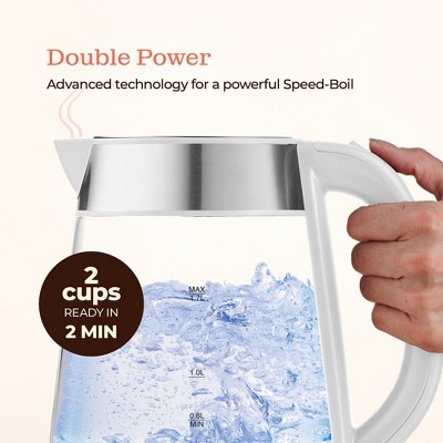 Speed-Boil 1.7L White Glass Electric Kettle with Cool Touch Handle
