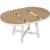 VYNXARIA Farmhouse Round Extendable Dining Table with 16" Leaf Wood Kitchen Table (Oak Natural Wood + Antique White) - 3 of 4