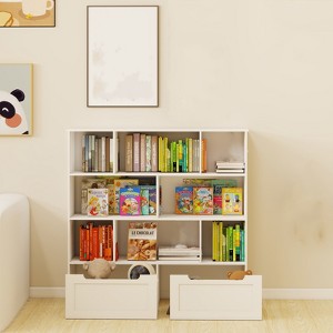 Toy Storage Organizer With 2 Movable Drawers, Wooden Bookshelf Daycare Furniture With 8 Storage Cubbies For Home Playroom, Hallway & Kindergarten - 1 of 4