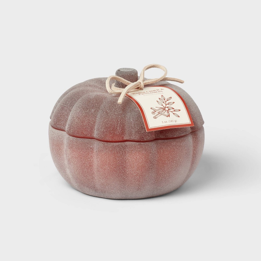 Photos - Other interior and decor 2-Wick Pumpkin Warm Cider and Cinnamon Glass Candle 5oz - Threshold™