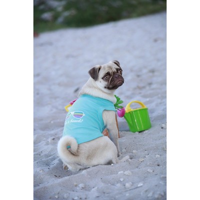 Light Blue Cotton Beach-Themed XS Dog T-Shirt