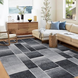 Coolmee Modern Area Rug Geometric Patchwork Rugs for Living Room, Bedroom, Machine Washable Rug Soft Non Slip Non Shedding Area Rug - 1 of 4
