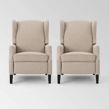 Set of 2 Wescott Contemporary Fabric Press-Back Recliners Wheat - Christopher Knight Home