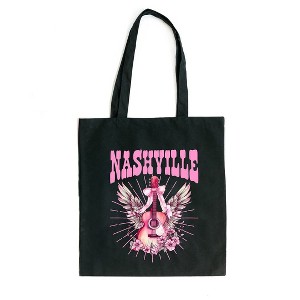 City Creek Prints Coquette Nashville Guitar Canvas Tote Bag - 15x16 - Black - 1 of 2