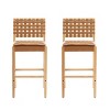 Set of 4 Wooden Counter Height Barstools,PU Upholstered Barstools with Rubberwood Frame and Rivet Cross Back for Kitchen Island-Baofuwish - 3 of 4