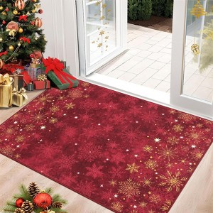 Christmas Snowflake Area Rug with Non-Slip Backing, Machine Washable Low Pile Carpet for Living Room and Bedroom Holiday Decor - 1 of 4