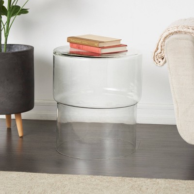 Clear Round Glass Modern End Table