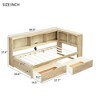 QingMoon Twin Size Daybed with Trundle, Wooden Platform Bed with L-Shaped Bookcases and USB Ports, Kids Bed Frame for Bedroom, Living Room - 4 of 4