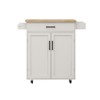 Kumasinova 29"/38" Versatile Kitchen Island Cart with Rubberwood Top,Kitchen Storage with Adjustable Shelves,Rolling Cart with Drawer&Doors for Home - 2 of 4