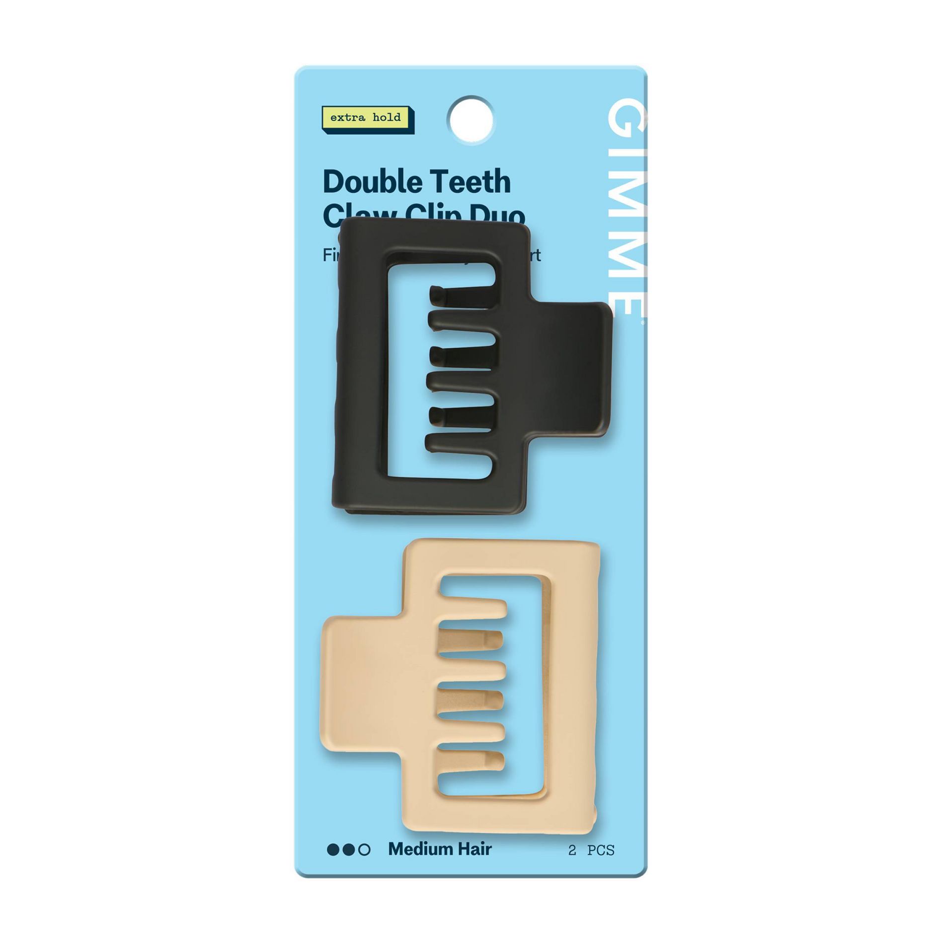 Gimme Beauty Double Teeth Claw Clip Duo - Medium Square - 2ct