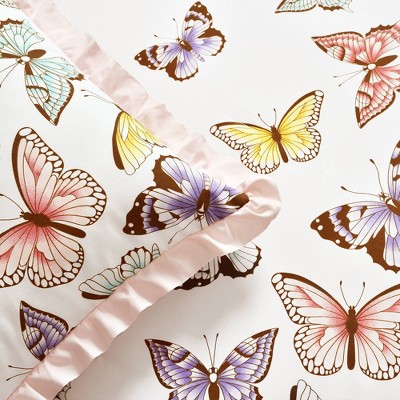 Flutter Butterfly Pink Microfiber Coverlet / Bedspread Set