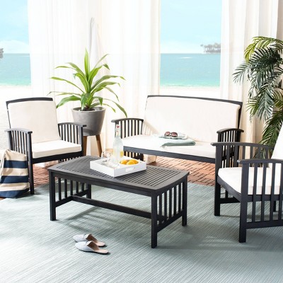 Rocklin 4pc Outdoor Set - Black/White - Safavieh