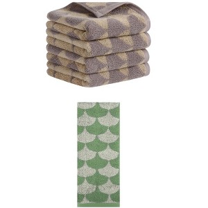 REGALWOVEN 5 Pack Cotton Soft Absorbent Geometric Pattern Hand Towels 13" x 29" - 1 of 4