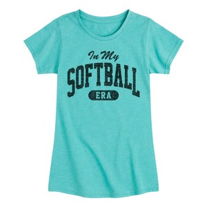 Girls' - Instant Message - In My Softball Era -Youth Girls Short Sleeve T-Shirt Fitted Short Sleeve Graphic T-Shirt - 1 of 4