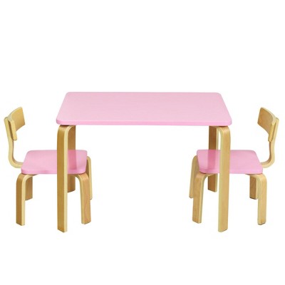 Costway Kids Table And 2 Chairs Set Activity Art Desk With Storage