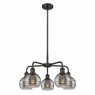Rochester - 5 Light Stem Hung Chandelier In Industrial Style-13.38 Inches Tall and 23.88 Inches Wide
