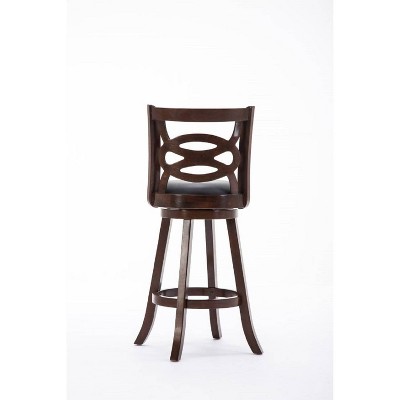 Cappuccino Leatherette 360 Swivel Wood Barstool