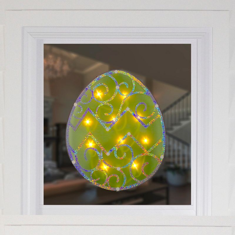 Northlight Lighted Easter Egg Window Silhouette - 12" - Green, 4 of 6