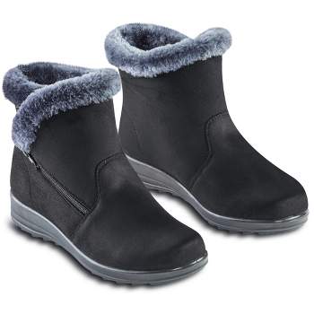 Collections Etc Plush Faux Fur Lined Water Resistant Faux Suede Boots