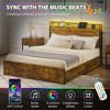Queen Size Bed Frame with LED Lights Headboard and 6 Drawers - 3 of 4