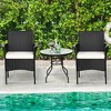 Costway Patio Rattan Arm Dining Chair Cushioned Sofa Furniture Black - 2 of 4