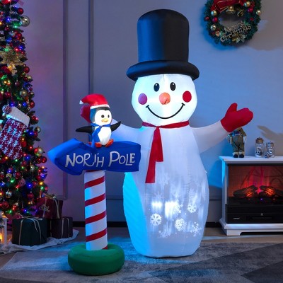 Costway 6 Ft Inflatable Snowman & Penguin Guidepost Christmas ...