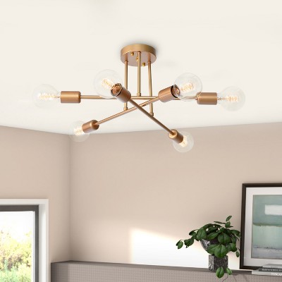 Rennnsan Veloura 18"W 6-Light Sputnik Industrial Dimmable Semi Flush Mount