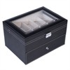 Gulches 20 Compartments Dual Layers Elegant Wooden Watch Collection Box Black - 3 of 4