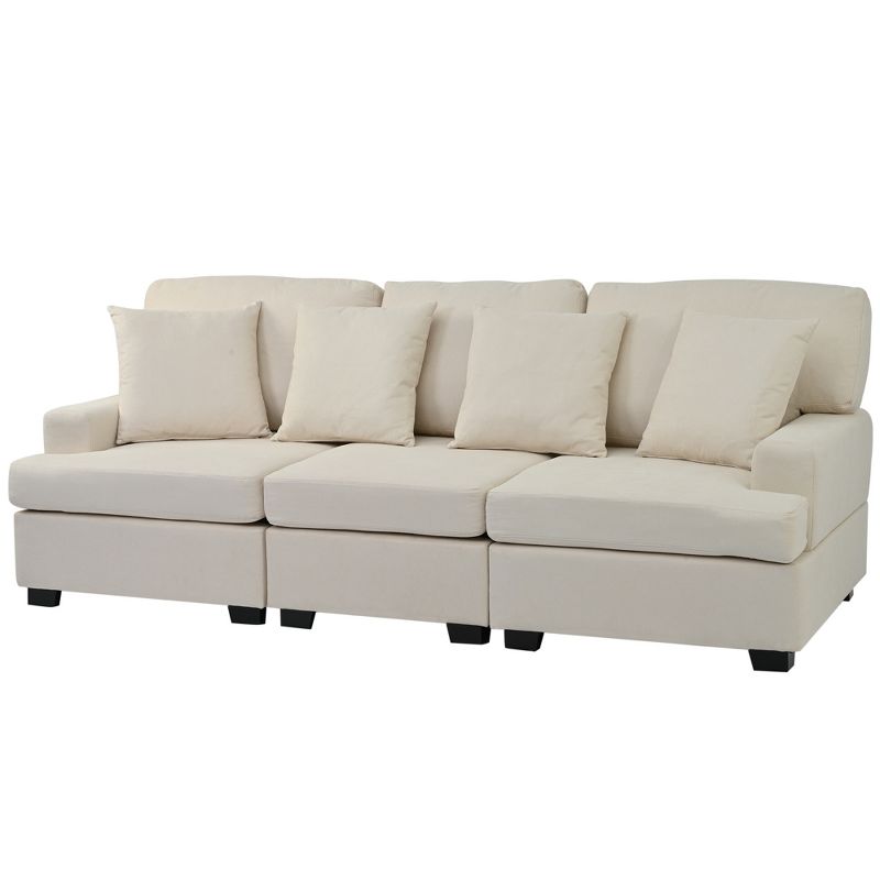 Modern Upholstered 3-Seat Sofa with 4 Pillows-ModernLuxe, 5 of 10