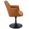 Modway Lippa Swivel Dining Armchair – Faux Leather Barrel Chair with 360° Rotation and Pedestal Base in Black and Tan - 4 of 4