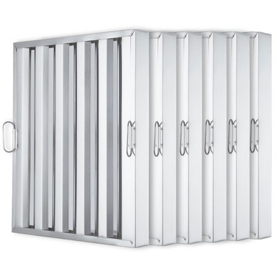 WhizMax Pack of 6 Hood Filter, 5 Grooves Commercial Kitchen Range Hood Filter, 430 Stainless Steel