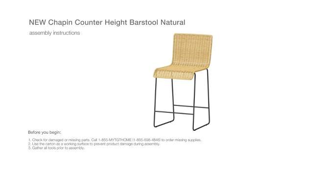Chapin Modern Woven Counter Height Barstool with Metal Legs - Threshold&#8482;, 2 of 8, play video