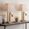 Possini Euro Design Deacon 26" High Traditional Desk Lamps Set of 2 USB Port AC Power Outlet Gooseneck Gold Brass Finish Metal Home Office Charging - 2 of 4