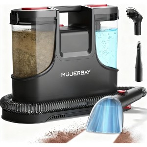 MUJERBAY 15Kpa Portable carpet cleaner machine, Easy Move with Handle, 1.5-inch Deep Cleaning Machine for Couch, Stairs, Car and Pet Messes. Red - 1 of 4