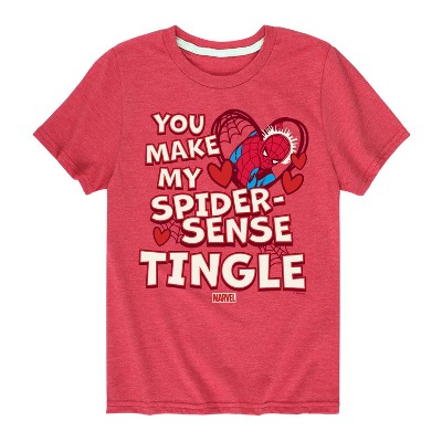 Marvel Valentine Spidey Sense Short Sleeve Graphic T-Shirt - Heather Red - 4T